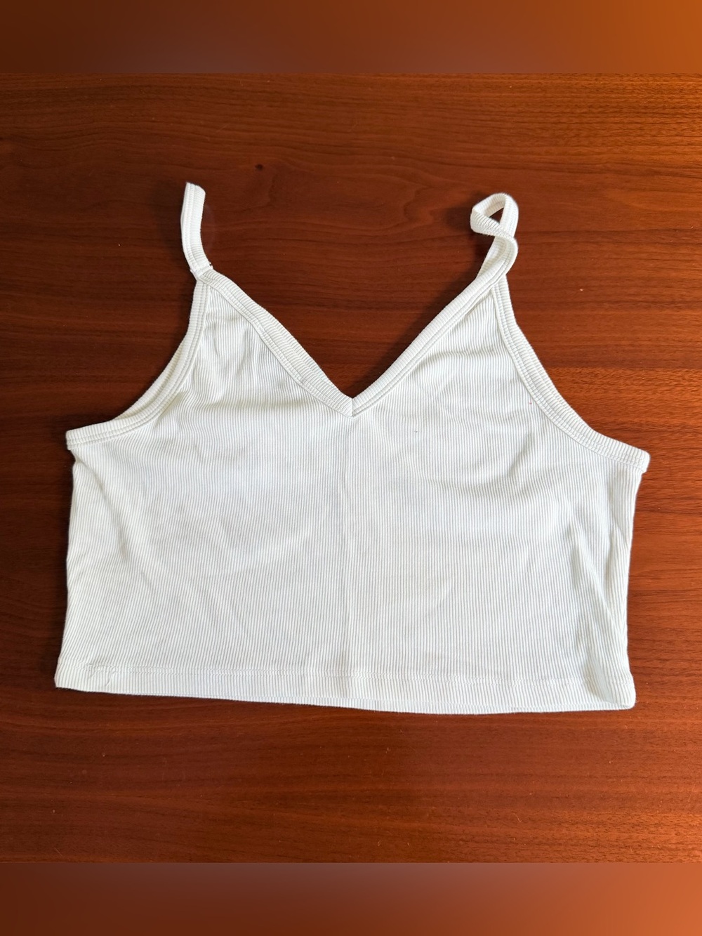 Zara White Ribbed V-Neck Crop Tank Top - Women's